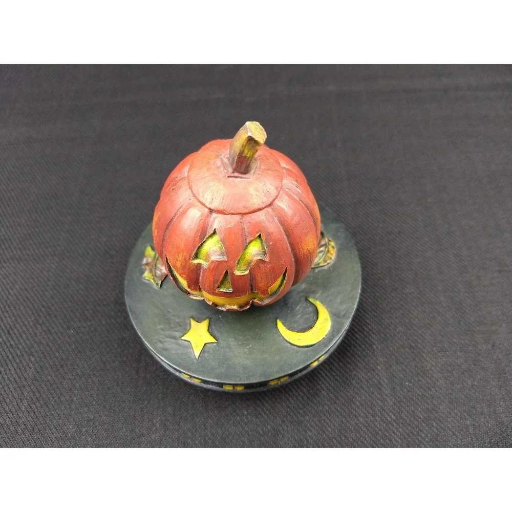 Lang Halloween Jack-O-Lantern Jar Candle Topper Spooky Dual-Faced Pumpkin Orange